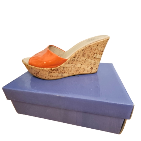 Italian Wedge Sandals. Cork Imitatation - Picture 1 of 7
